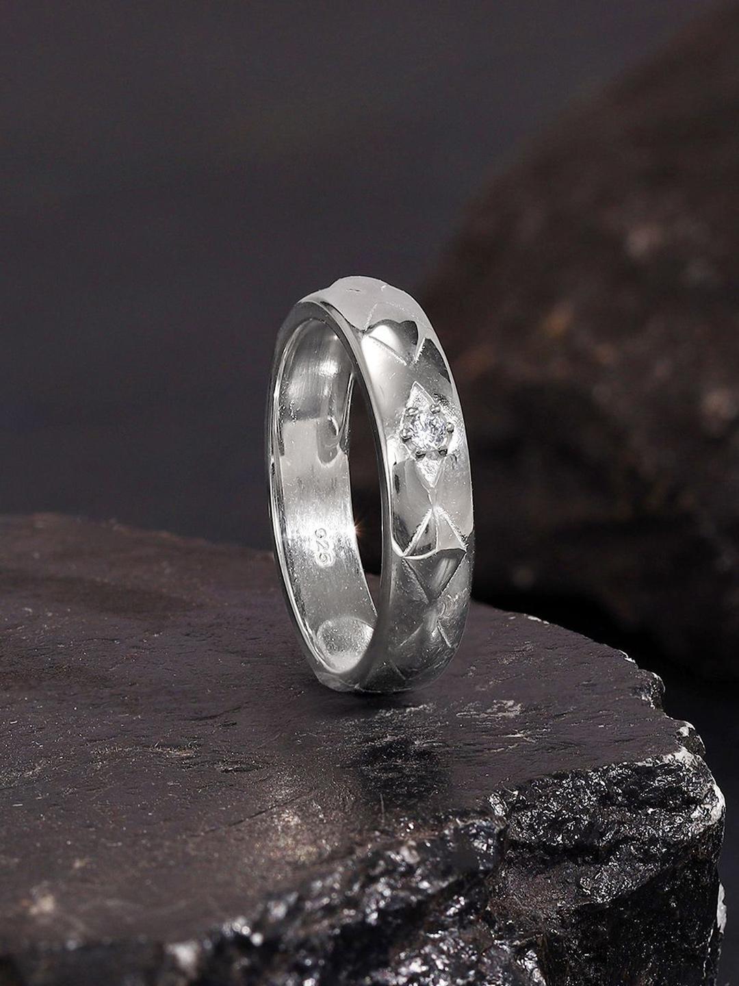 Buy GIVA 925 Sterling Silver Rhodium Plated Stone Studded Finger Adjustable Ring - - Accessories for Men