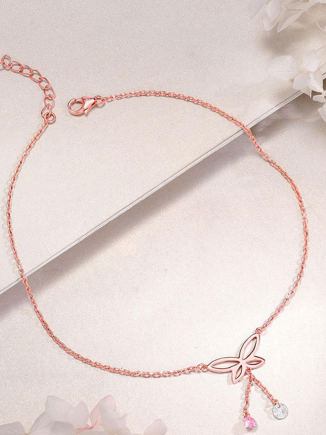 GIVA Rose Gold-Plated Anklet