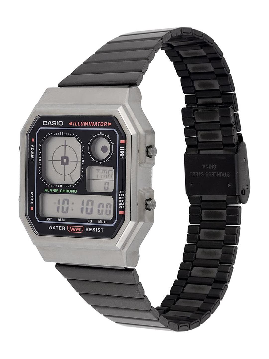 CASIO Unisex Stainless Steel Cuff Straps Digital Chronograph Watch D391