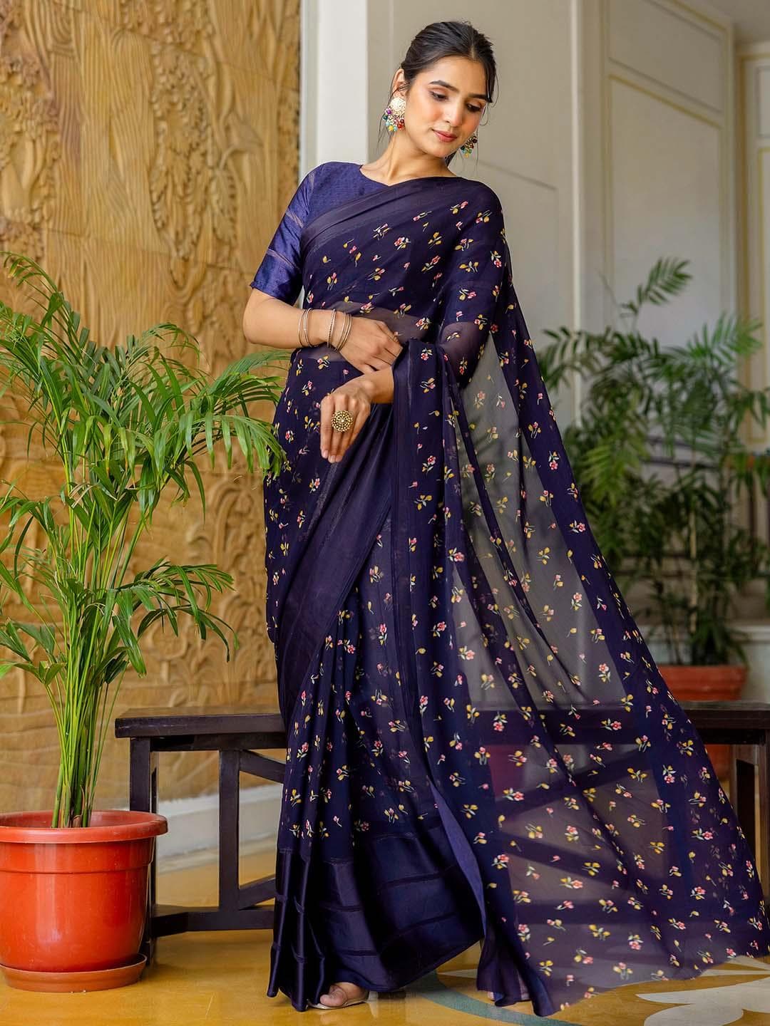 Mitera Floral Pure Georgette Ready to Wear Saree