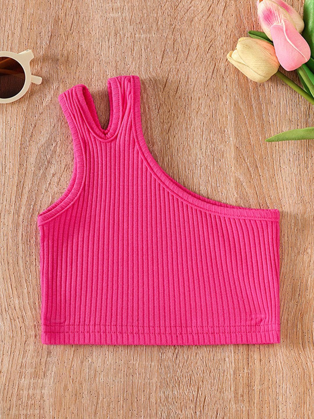 INCLUD Girls Ribbed One Shoulder Crop Top
