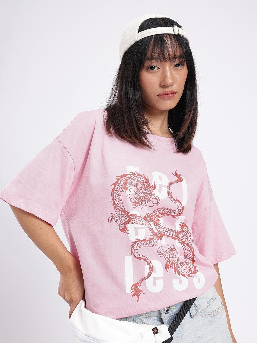 glitchez Graphic Printed Oversized T-shirt