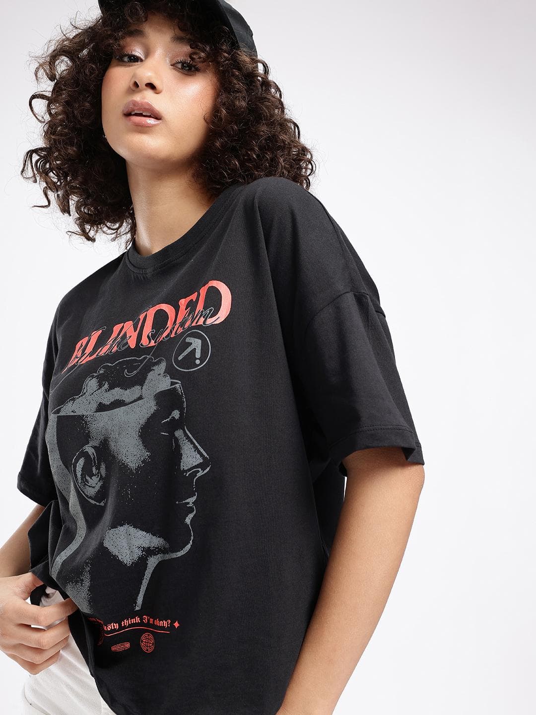 glitchez Classic Graphic Printed Oversized T-shirt