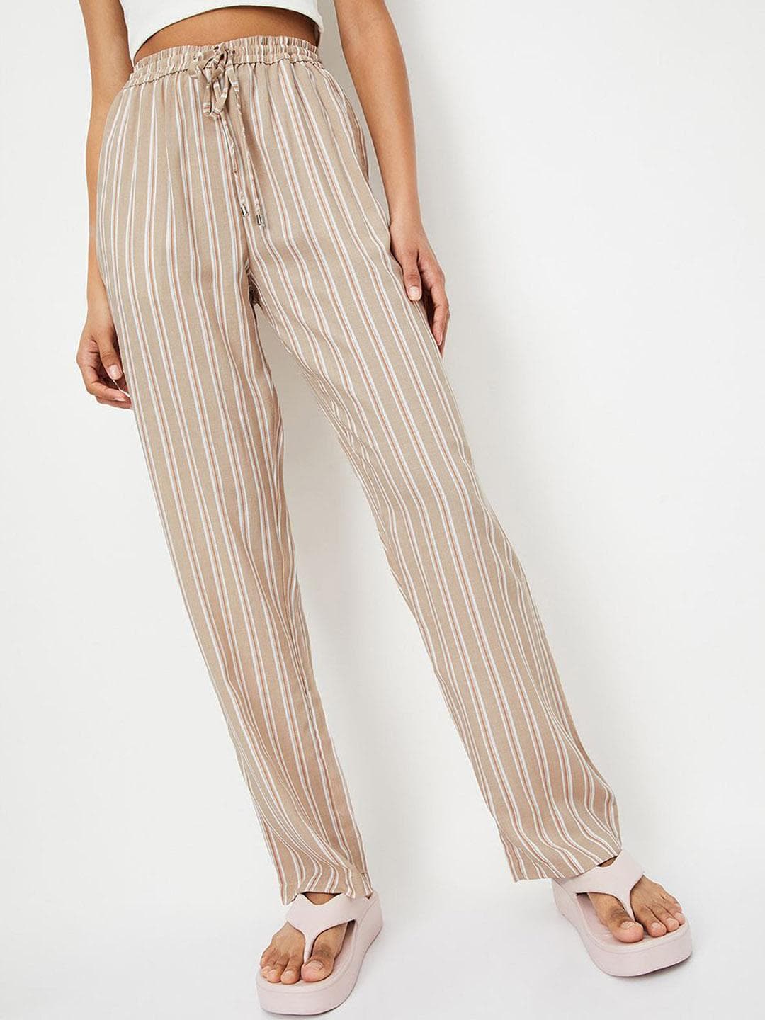 Buy Max Striped Pure Cotton Mid Rise Lounge Pant - - Apparel for Women