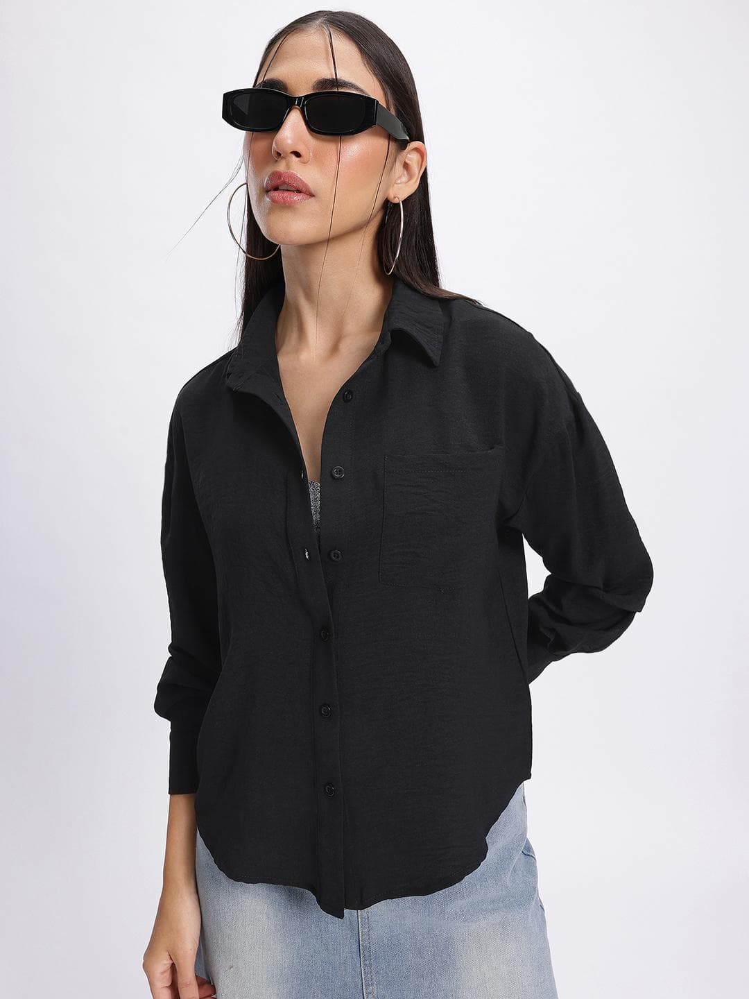 glitchez Crinkled Drop-Shoulder Shirt