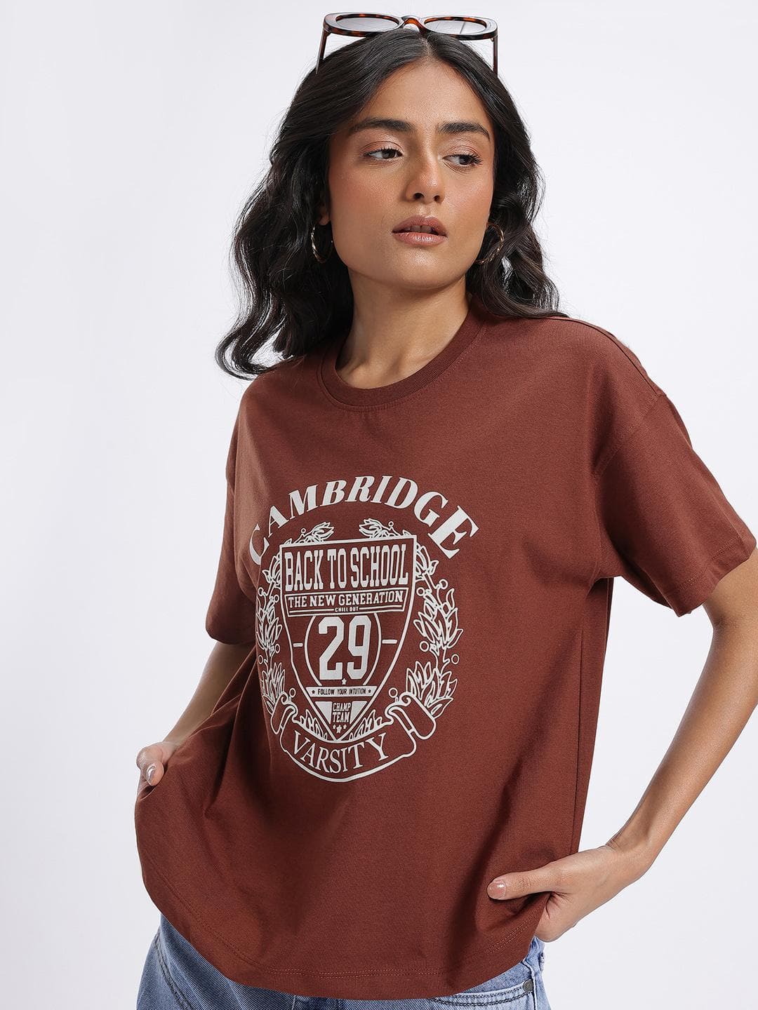 glitchez Varsity Print Oversized T-shirt