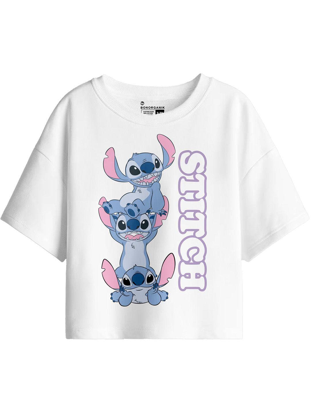 BonOrganik Girl Oversize Stitch Character Printed T-Shirt