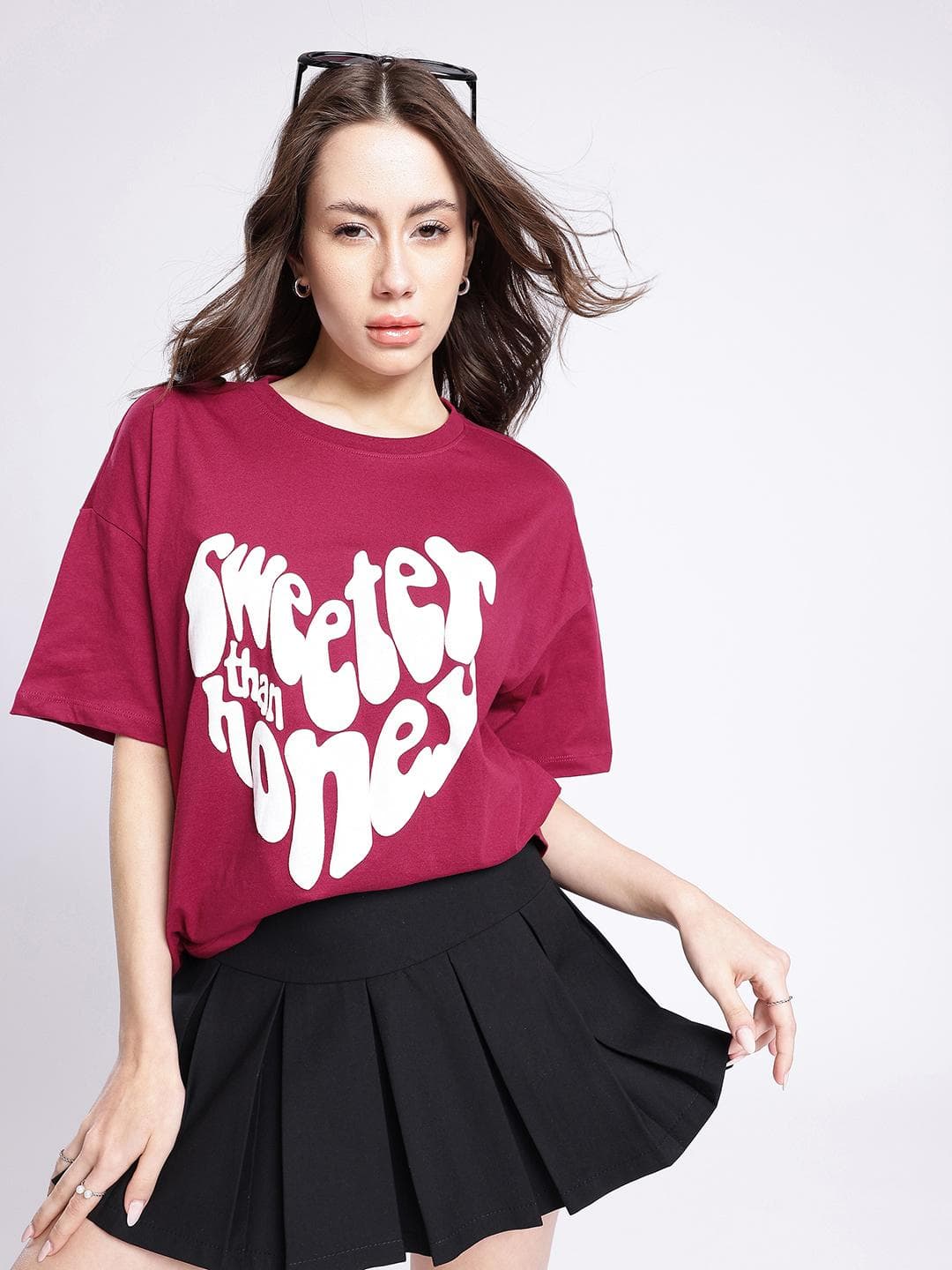 glitchez Typography Printed Oversized T-shirt