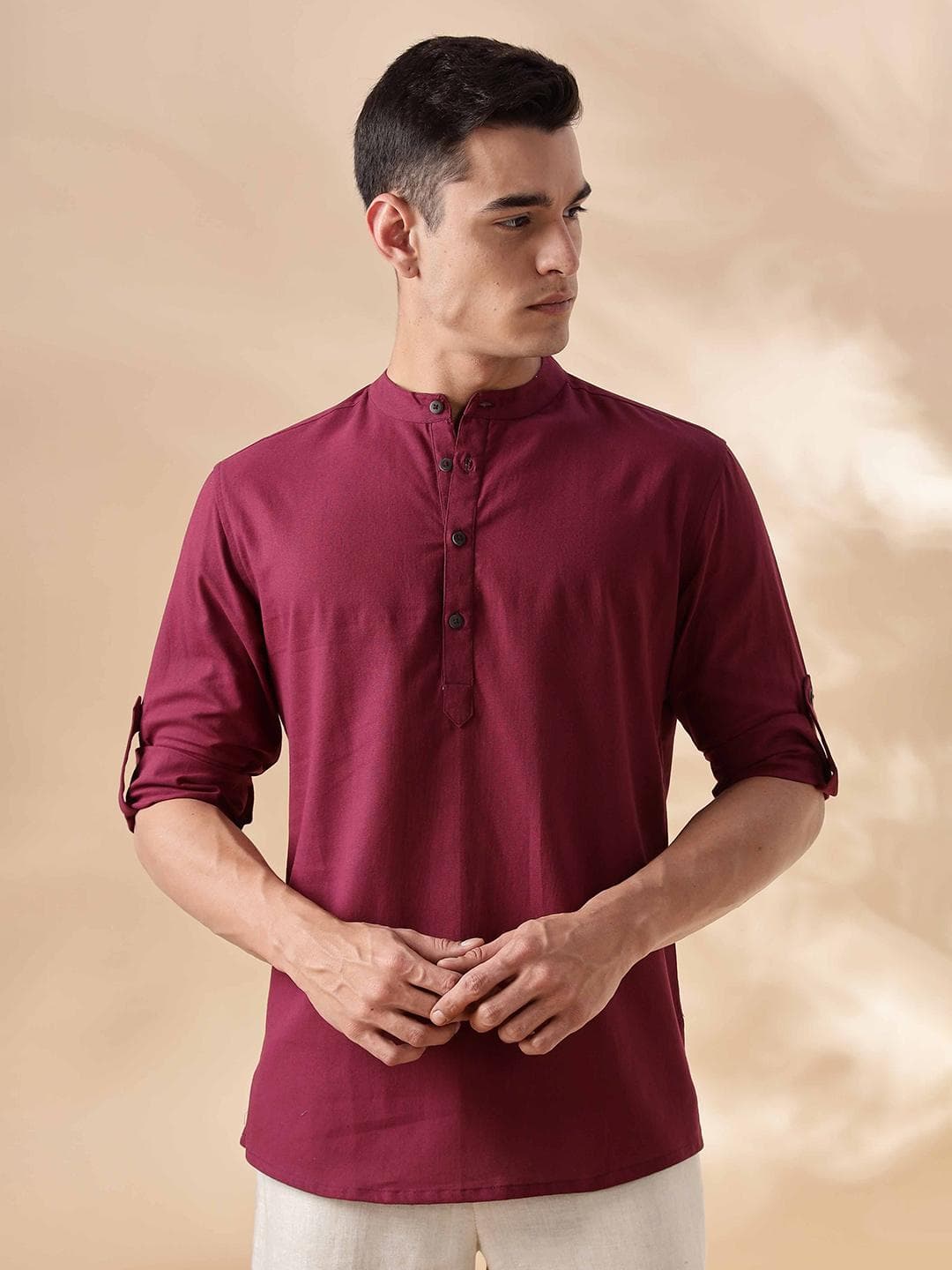 Anouk Mandarin Collar Cotton Straight Kurta