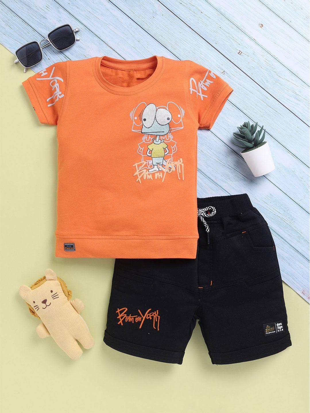 Toonyport Boys Printed Pure Cotton T-shirt with Shorts Clothing Set