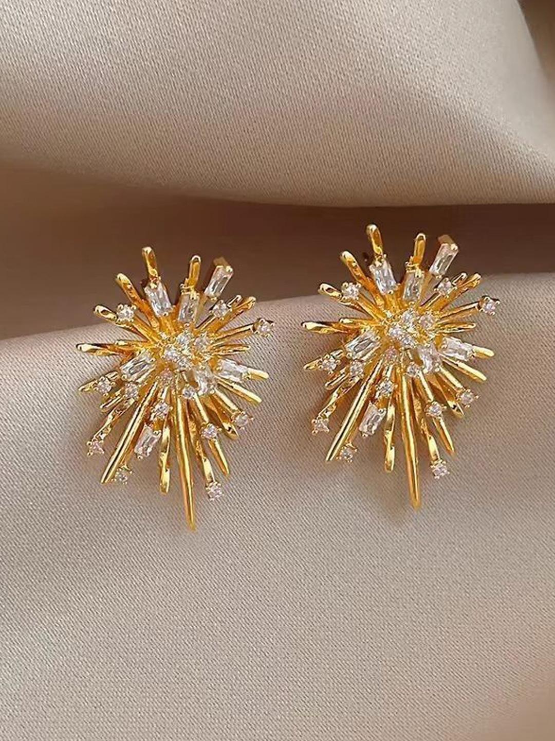 Buy DIVASTRI Gold Plated American Diamond Studded Contemporary Korean Studs - - Accessories for Women