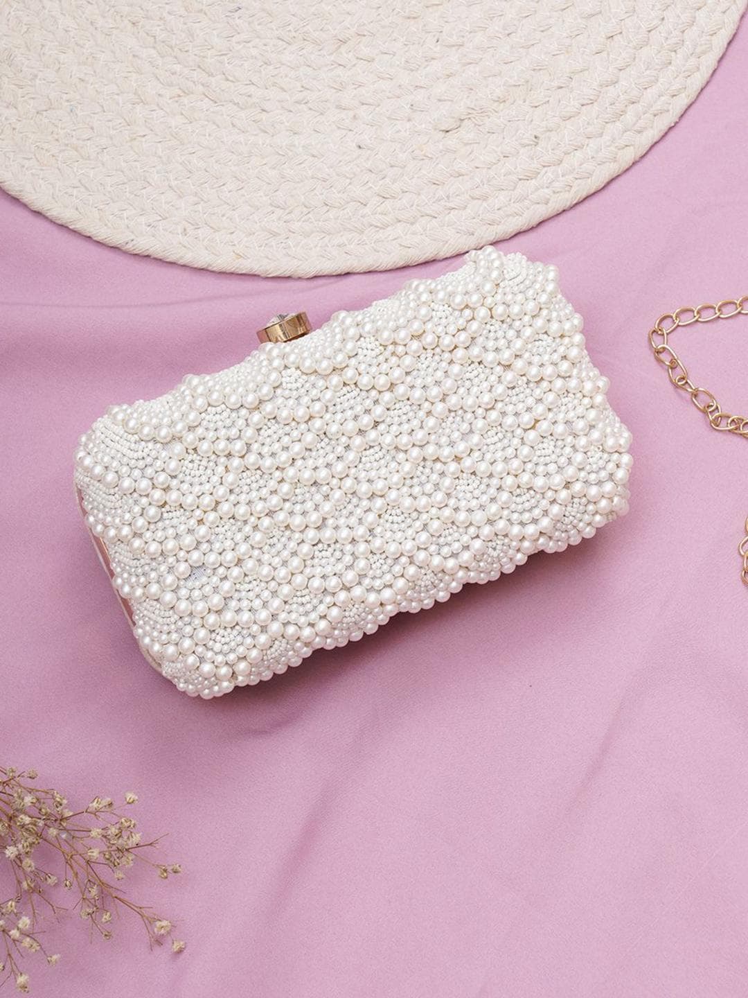 Anouk Embellished Box Clutch With Shoulder Strap