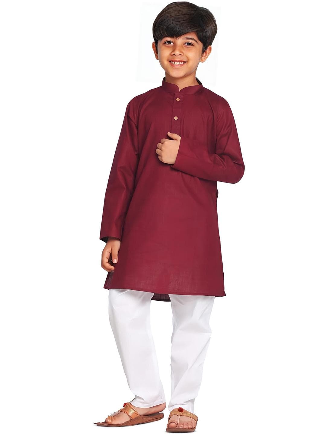 Enmozz Boys Mandarin Collar Straight Kurta