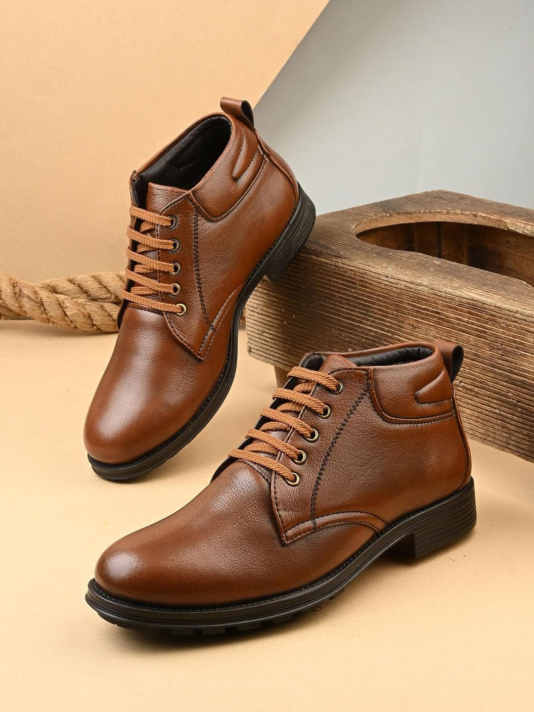 Buy The Roadster Lifestyle Co Men Mid Top Lace Up Comfort Boots - - Footwear for Men