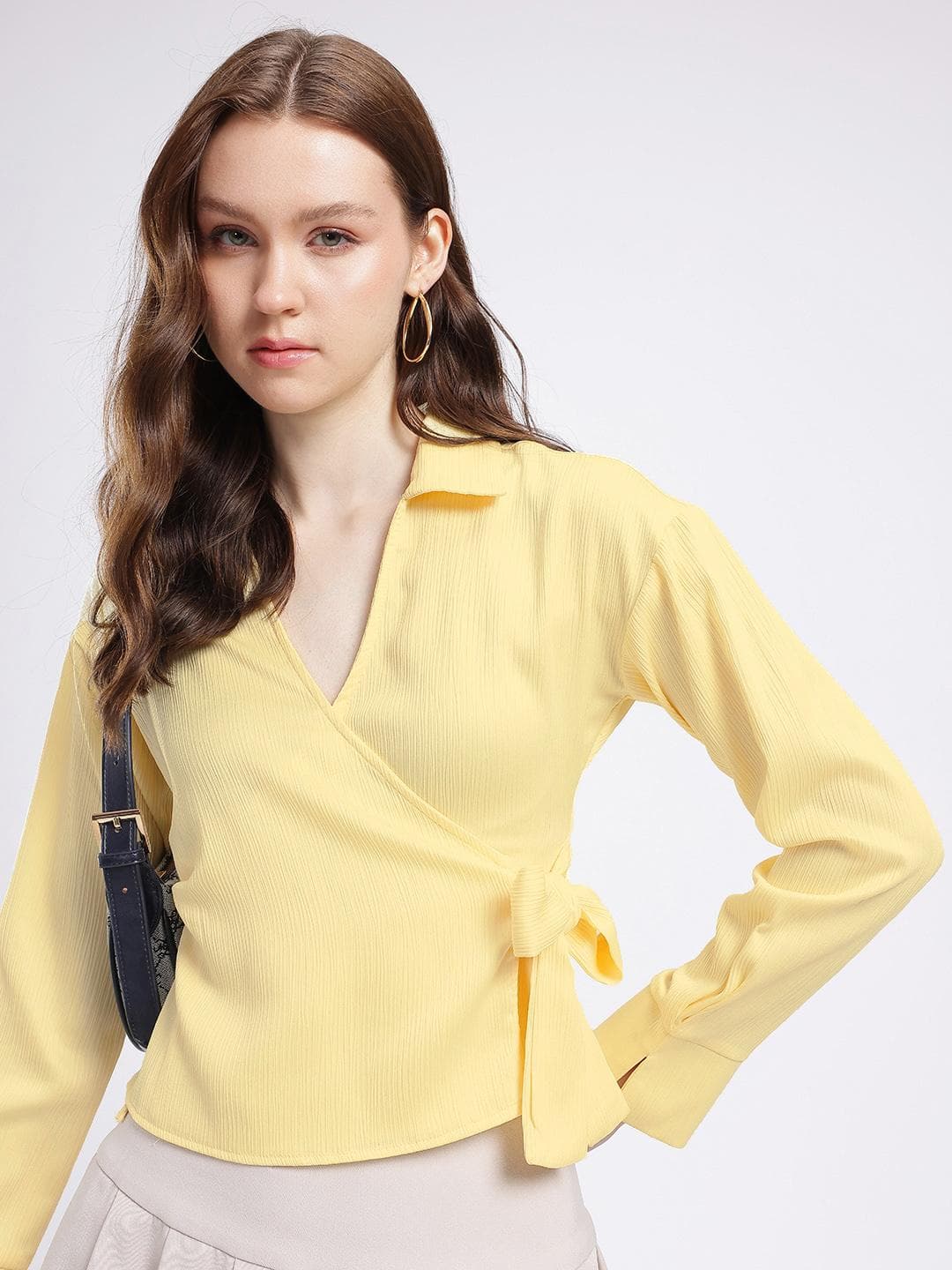 glitchez Shirt Collar Wrap Top