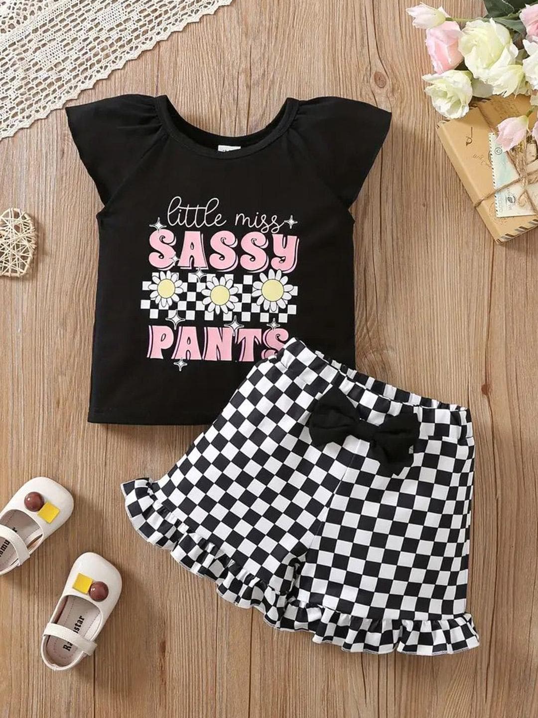 Buy KEESOR Girls Printed Round Neck T Shirt With Shorts Cotton Clothing Set - - Apparel for Girls
