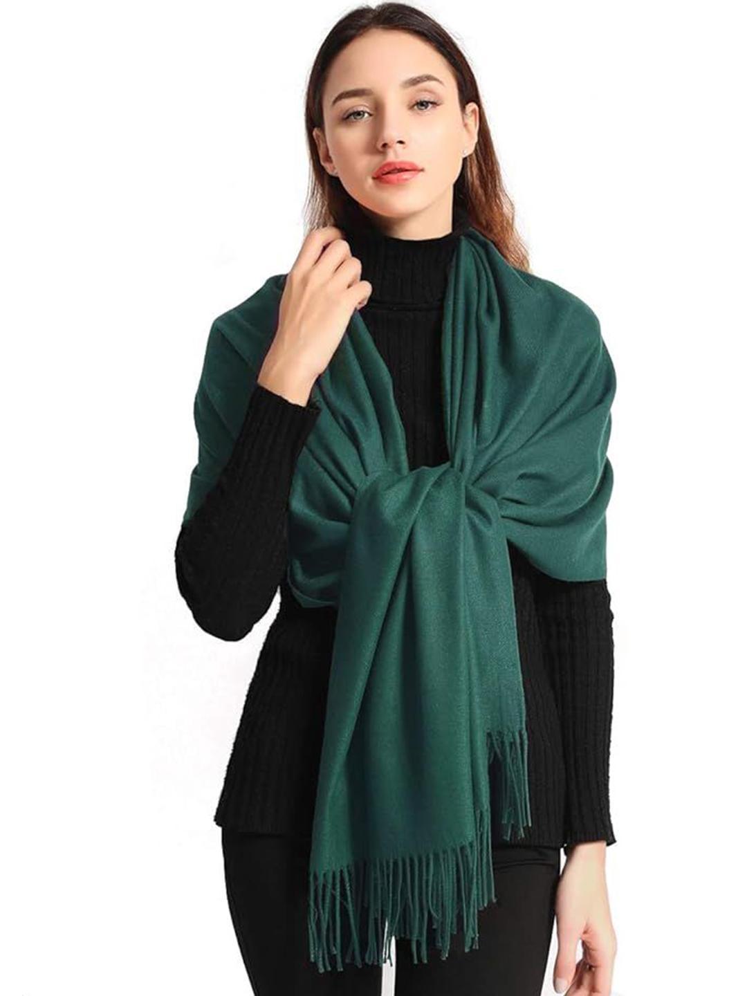 Buy Manra Women Solid Woolen Winter Stole With Fringed Border - - Accessories for Women