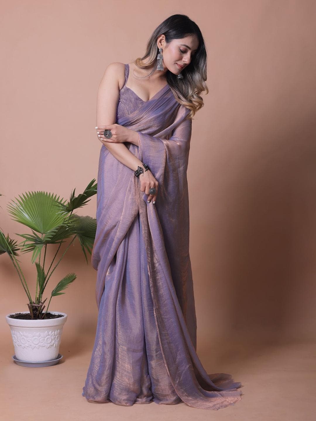 Anneca Women Solid Pure Chiffon Saree