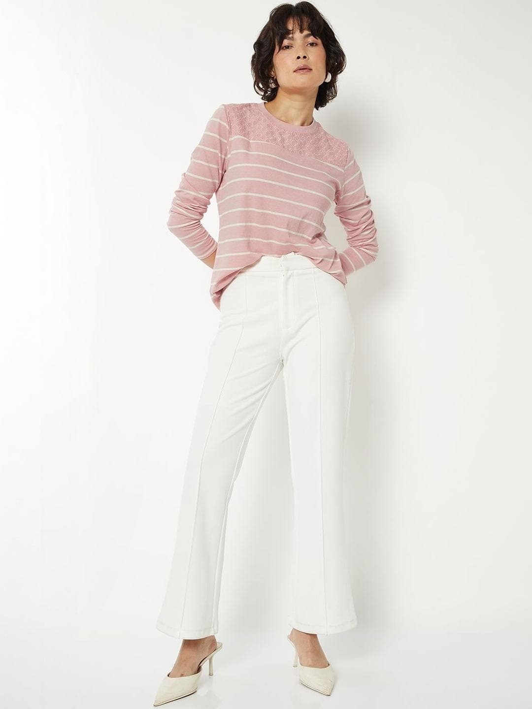 max Women Striped Pure Cotton T-shirt