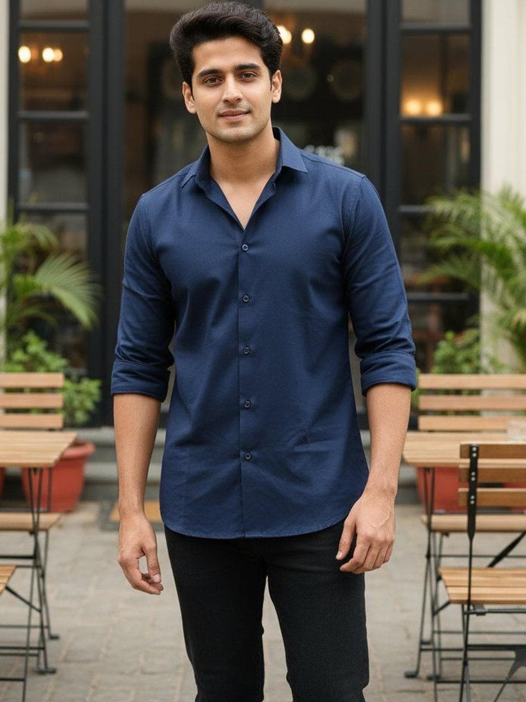 The Roadster Lifestyle Co Cotton Spread Collar Formal Shirt