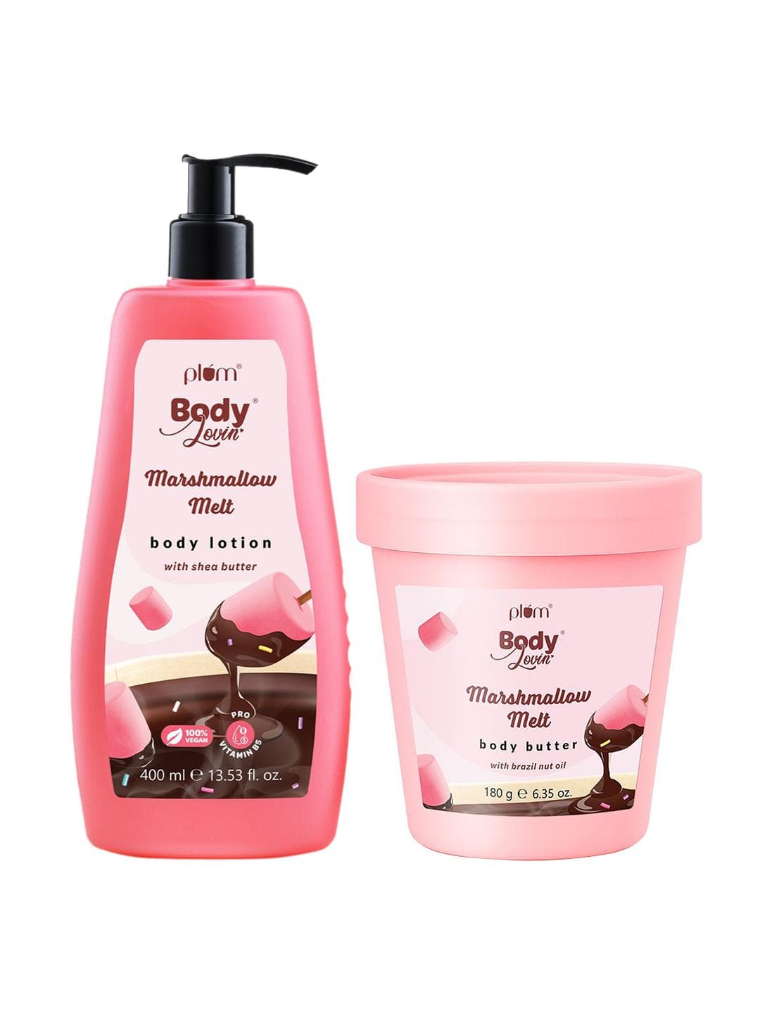 Plum BodyLovin' Marshmallow Melt Combo - Body Lotion 400ml & Body Butter 180g