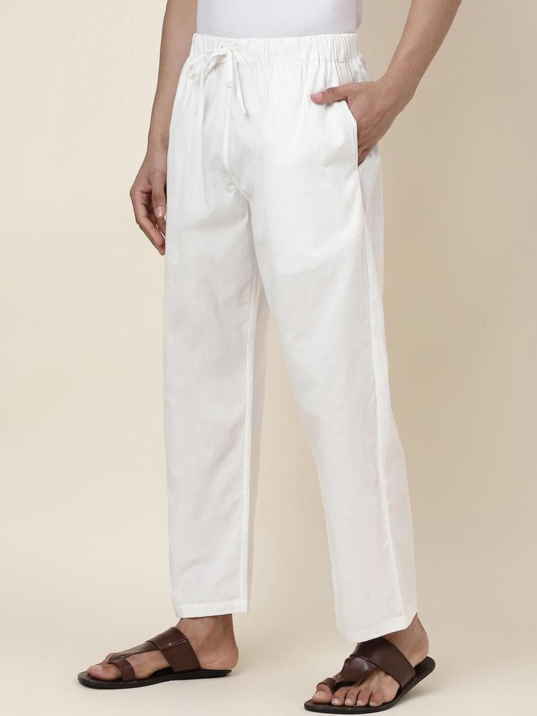 Fabindia Cotton Mid-Rise Straight Leg Elasticated Pyjama