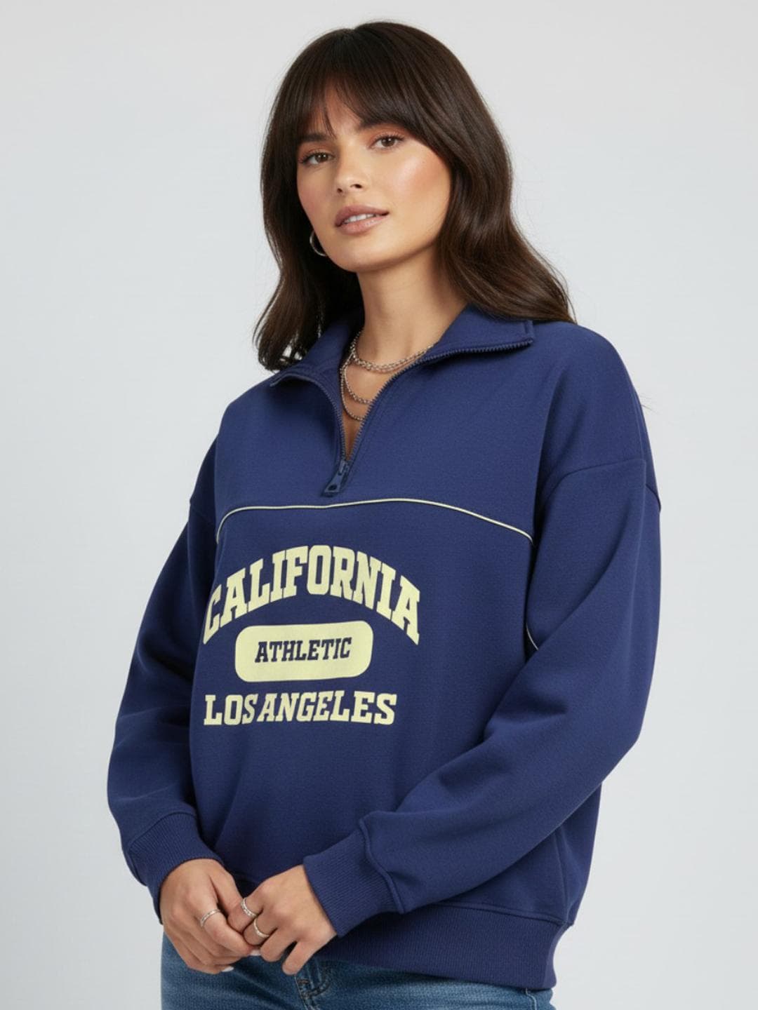 glitchez Typography Print Drop-Sleeves Terry Oversized Sweatshirt