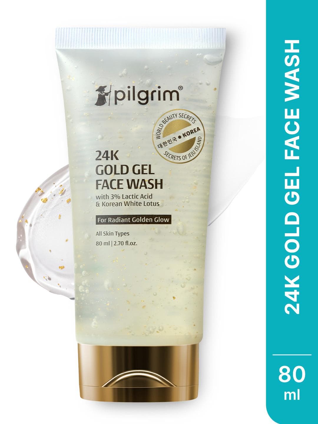 Buy Pilgrim 24K Gold Gel Face Wash With Korean White Lotus & Lactic Acid 80ml - - Personal Care for Unisex