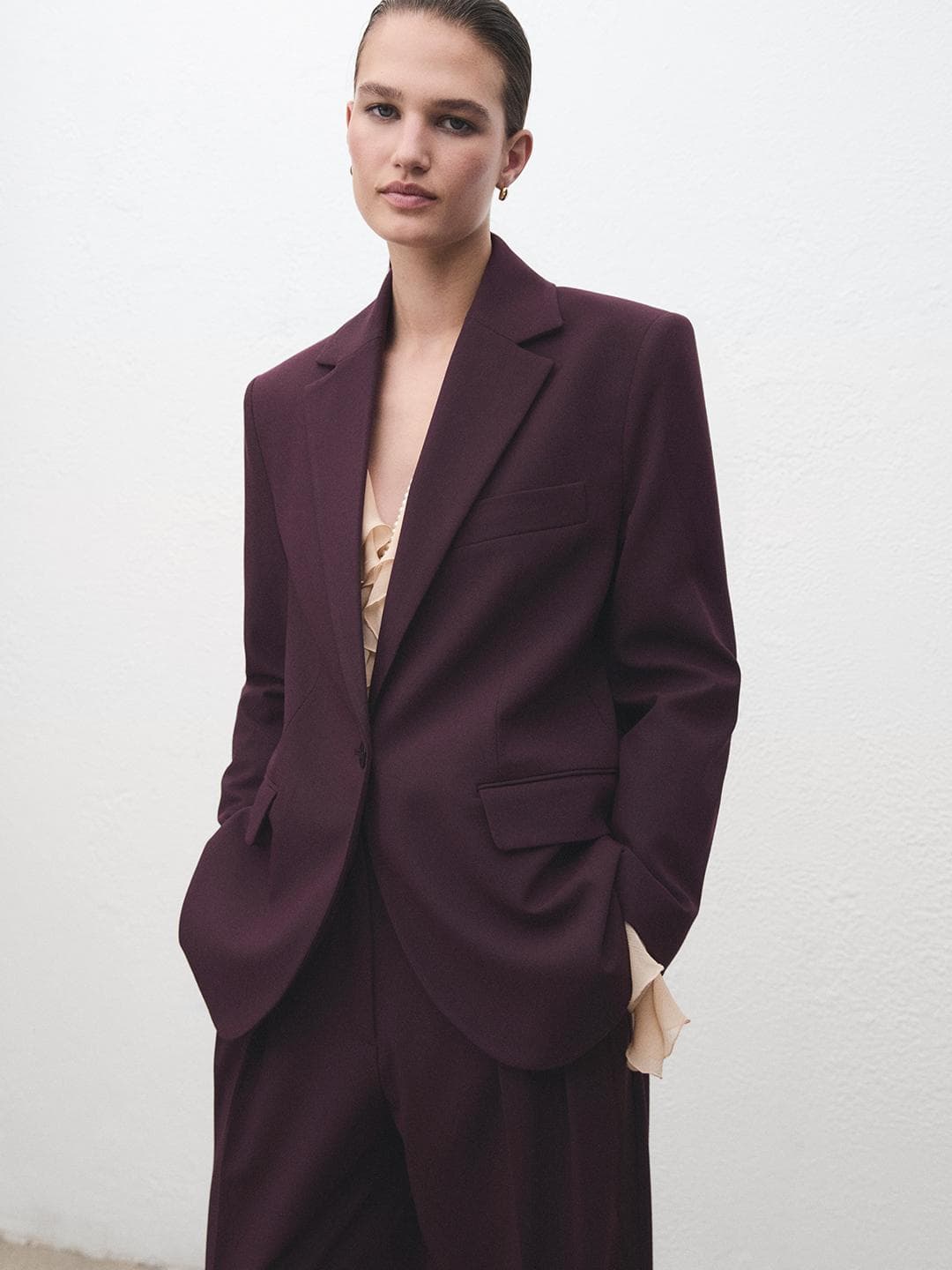 MANGO Notched Lapel Single Breasted Overcoat with Single Vent
