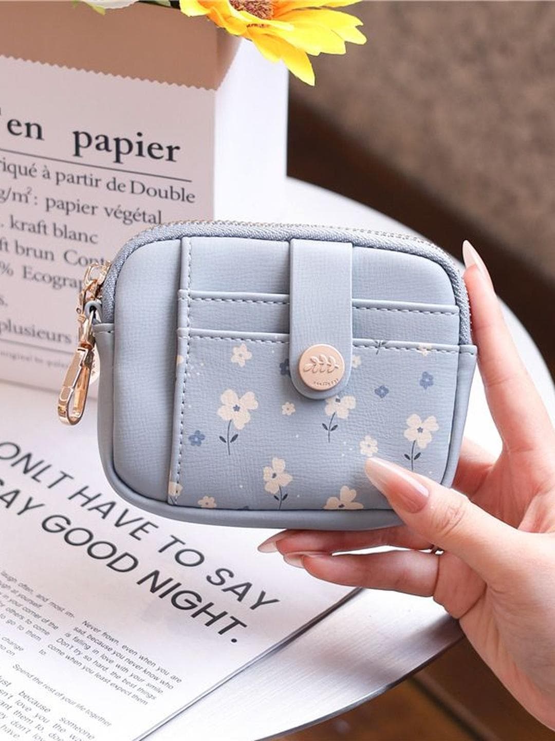 VALERIE Women Floral Printed PU Two Fold Wallet