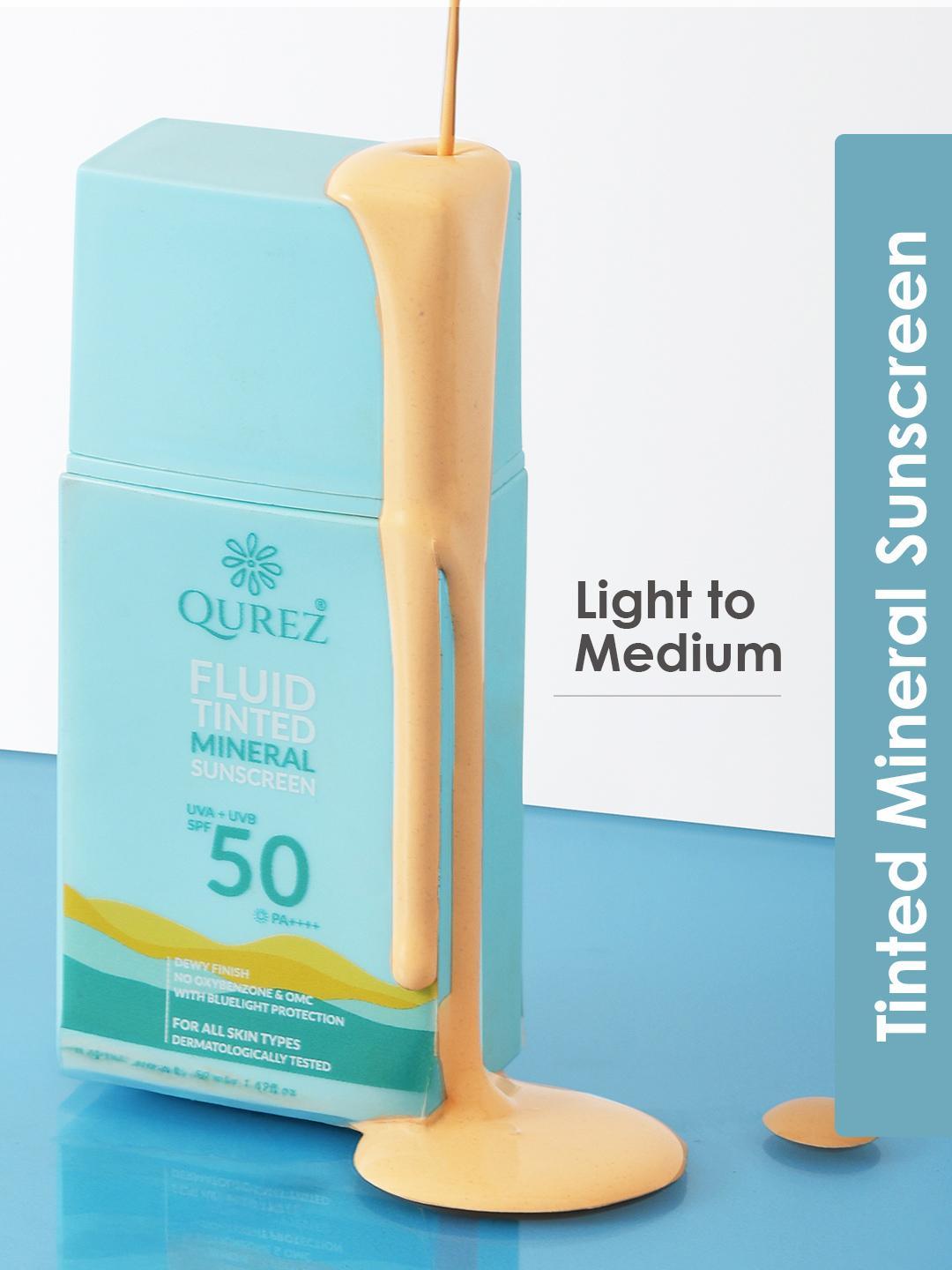 Buy QUREZ Fluid Tinted Sunscreen SPF 50 PA++++ With Cica & Ceramides, Water Resistant - - Personal Care for Unisex