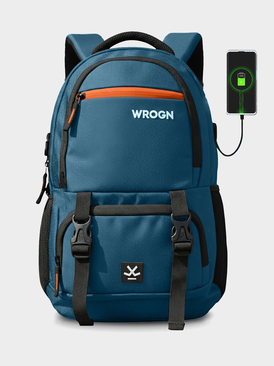 Buy WROGN Printed USB Charging Port Reflective Strip Large Backpack With Rain Cover 31L - - Accessories for Unisex