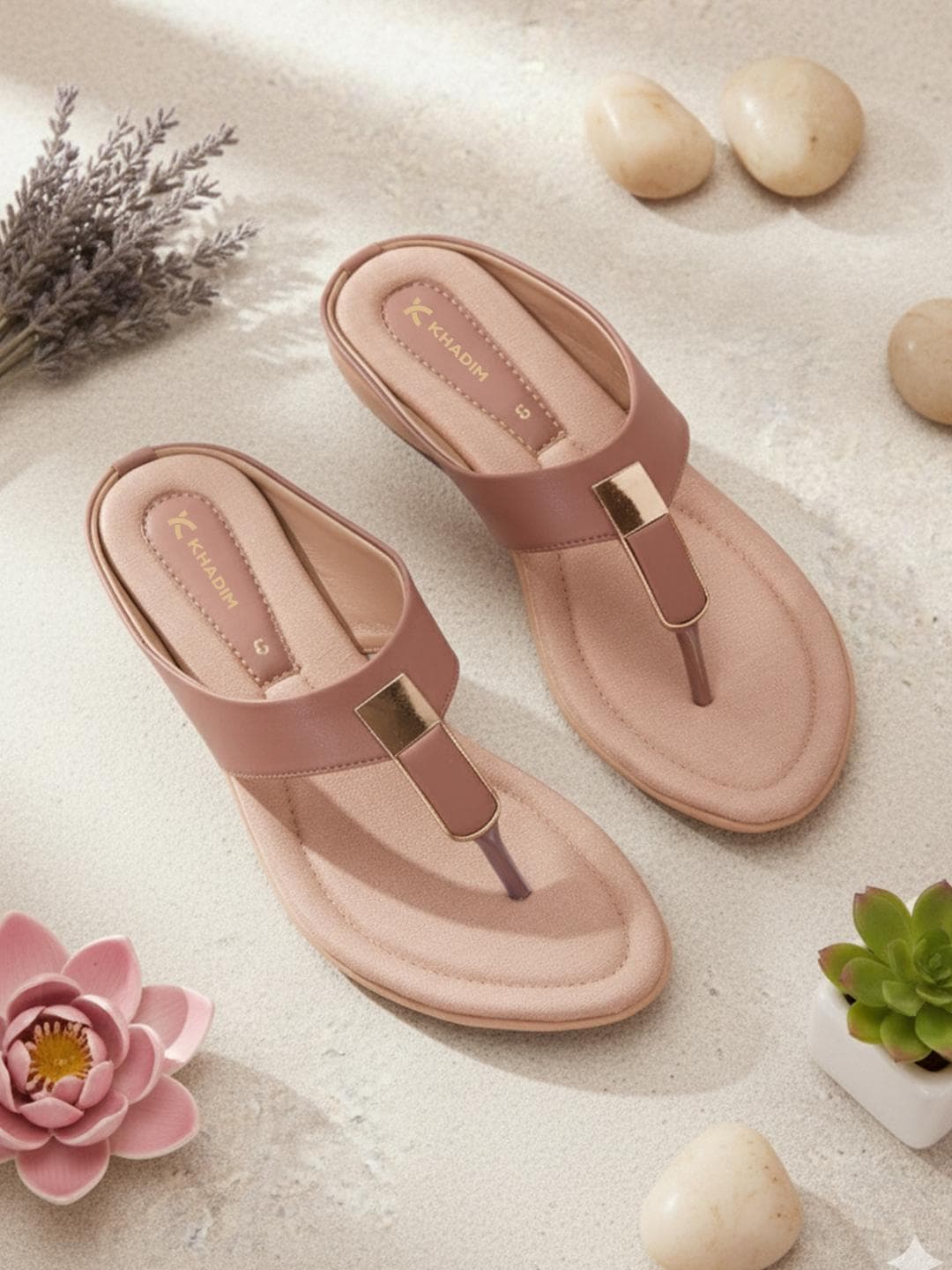 Khadims Women Dusty Pink Open Toe Flats