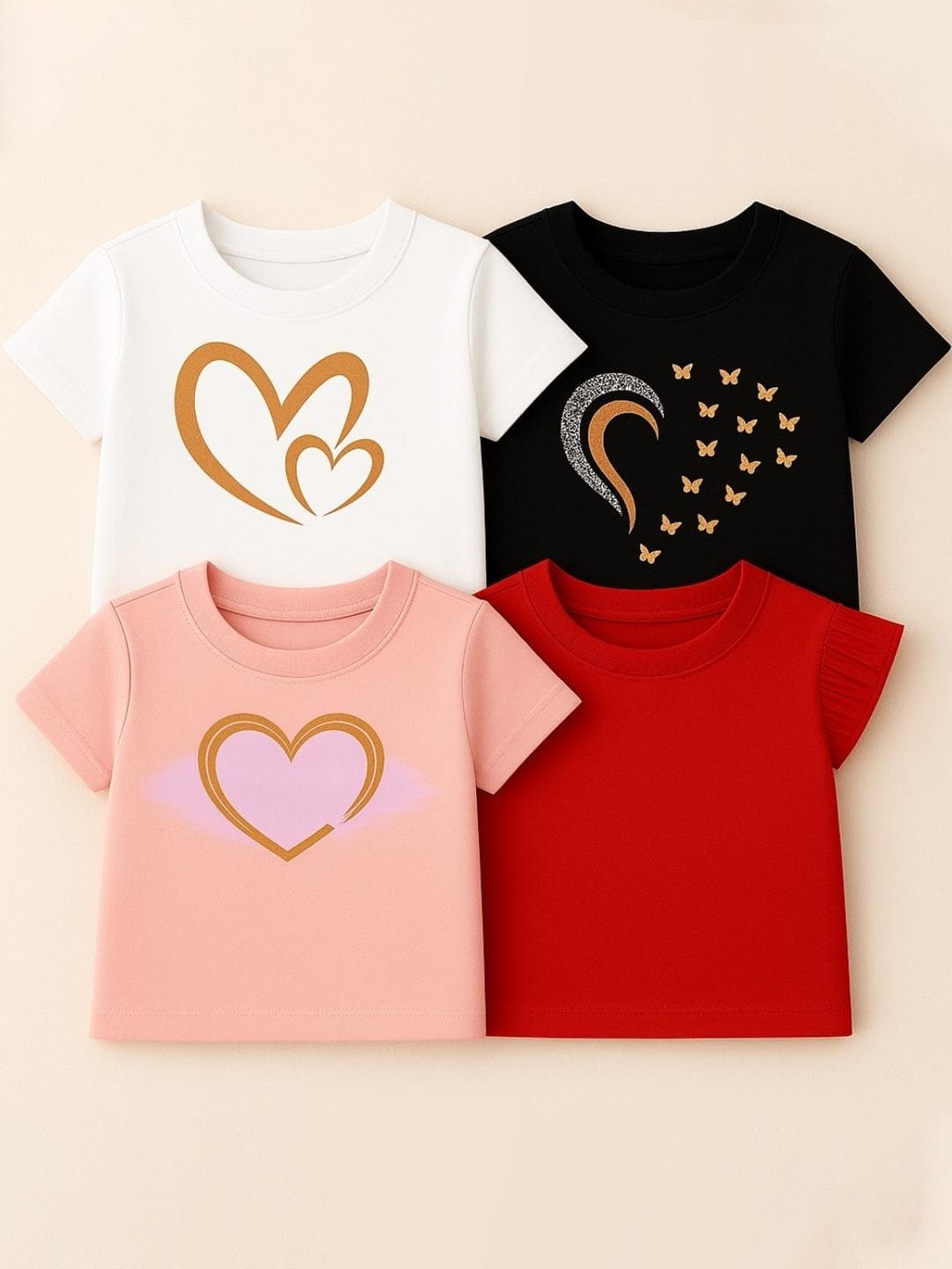 Luke & Lilly Girls Pack of 4 Conversational Printed Cotton T-shirts