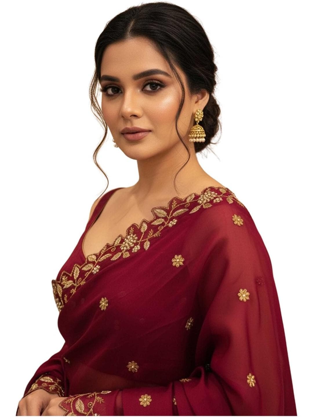 Fabcartz Embroidered Dupatta with Beads and Stones