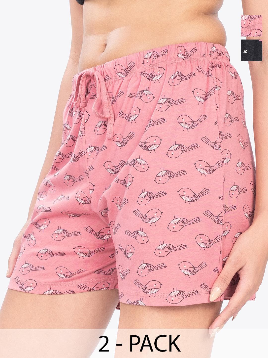 Buy Ariel Women Pack Of 2 Printed Pure Cotton Lounge Shorts - - Apparel for Women