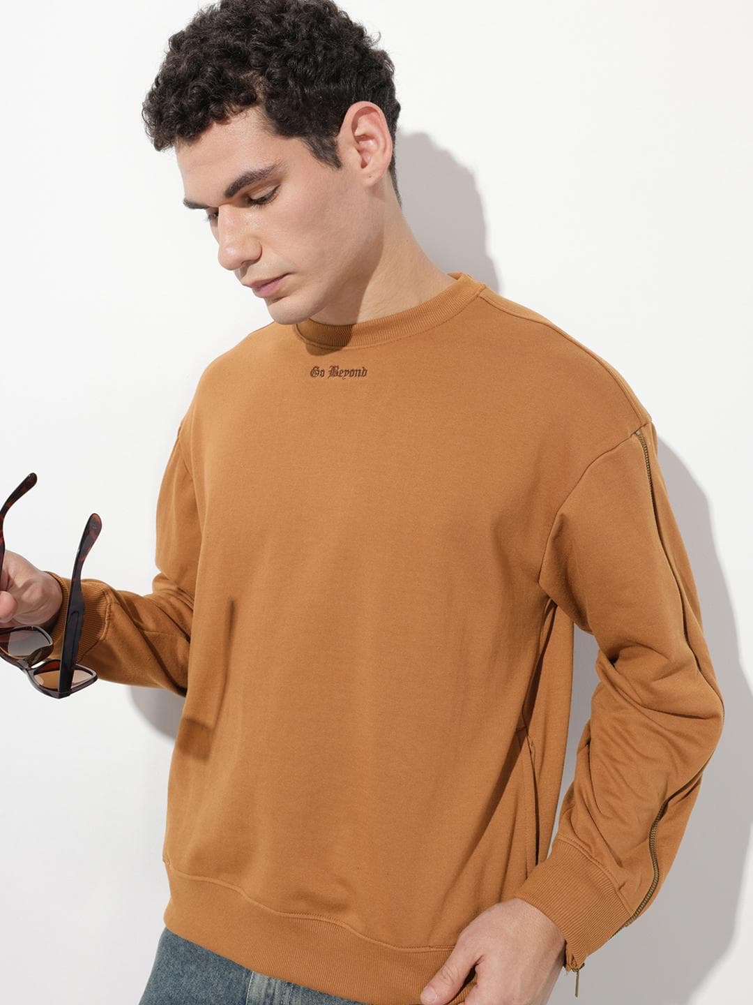 The Roadster Life Co. Relaxed Fit Typography Embroidered Sweatshirt