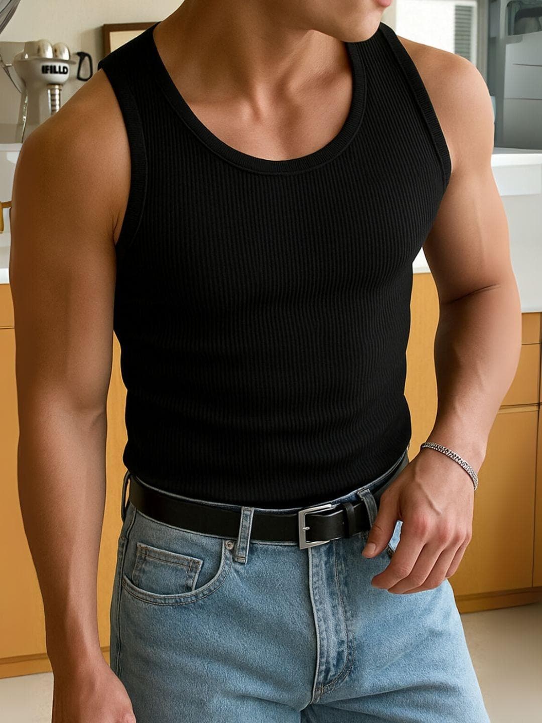 Buy ROCKWELL Ribbed Cotton Breathable Active Fit Innerwear Gym Vests - - Apparel for Men