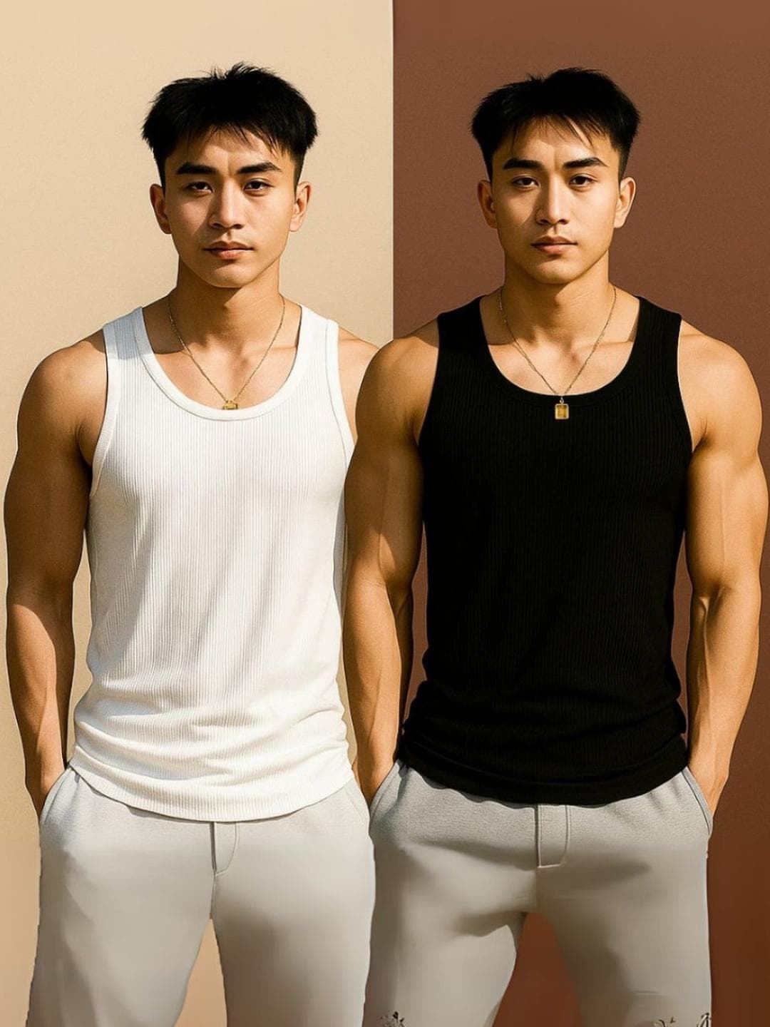Buy ROCKWELL Pack Of 2 Ribbed Cotton Breathable Innerwear Gym Vests - - Apparel for Men