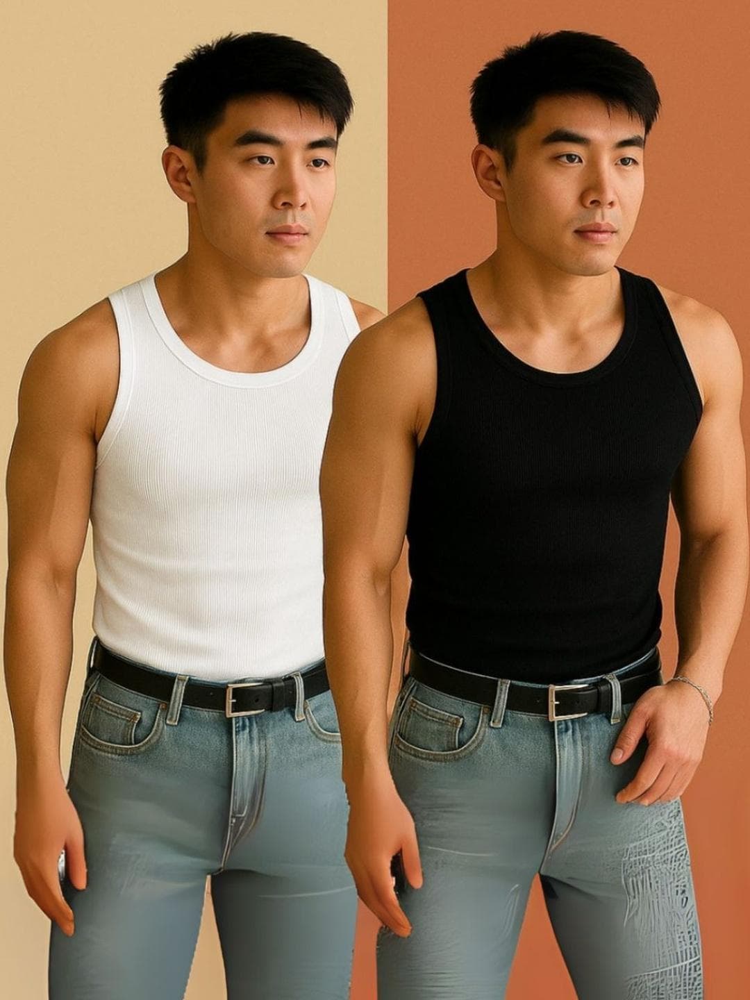 Buy ROCKWELL Pack Of 2 Ribbed Cotton Breathable Innerwear Gym Vests - - Apparel for Men
