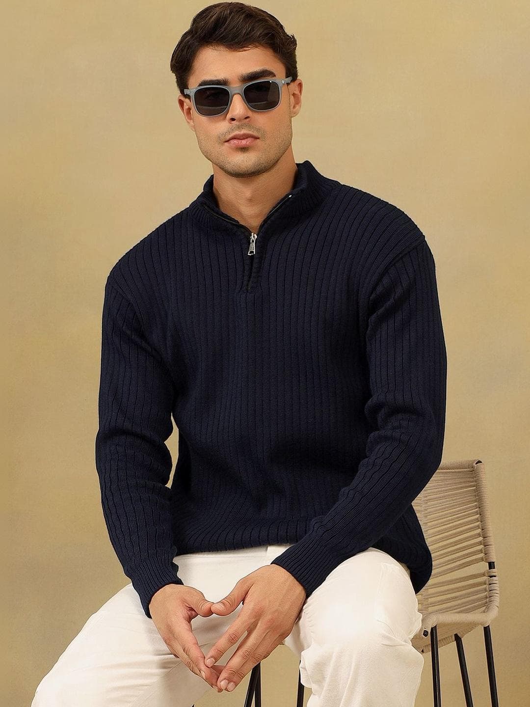 The Roadster Lifestyle Co High Neck Zipper Pullover Sweater