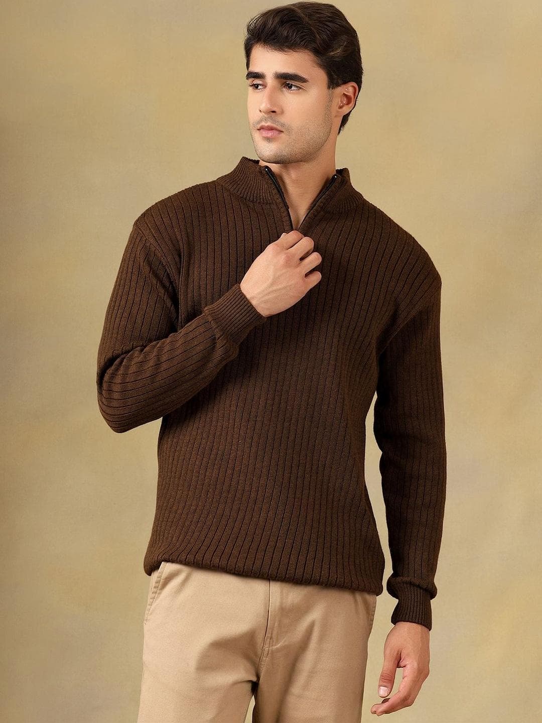 The Roadster Lifestyle Co High Neck Zipper Pullover Sweater