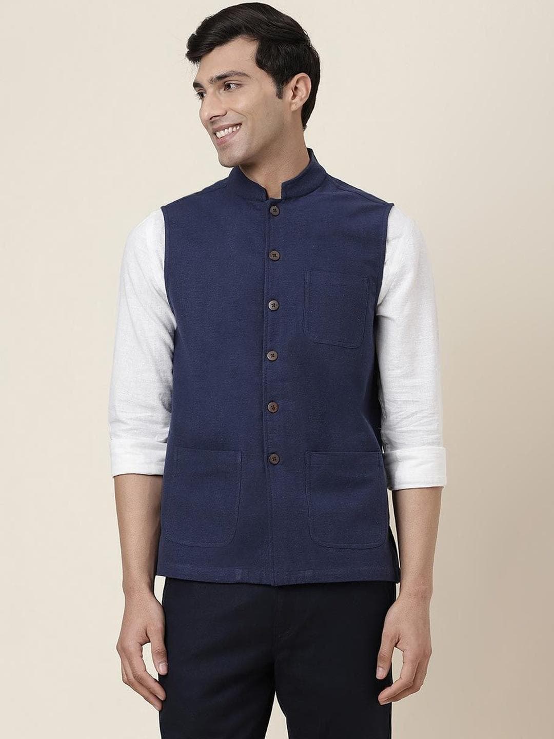 Fabindia Cotton Woven Nehru Jacket