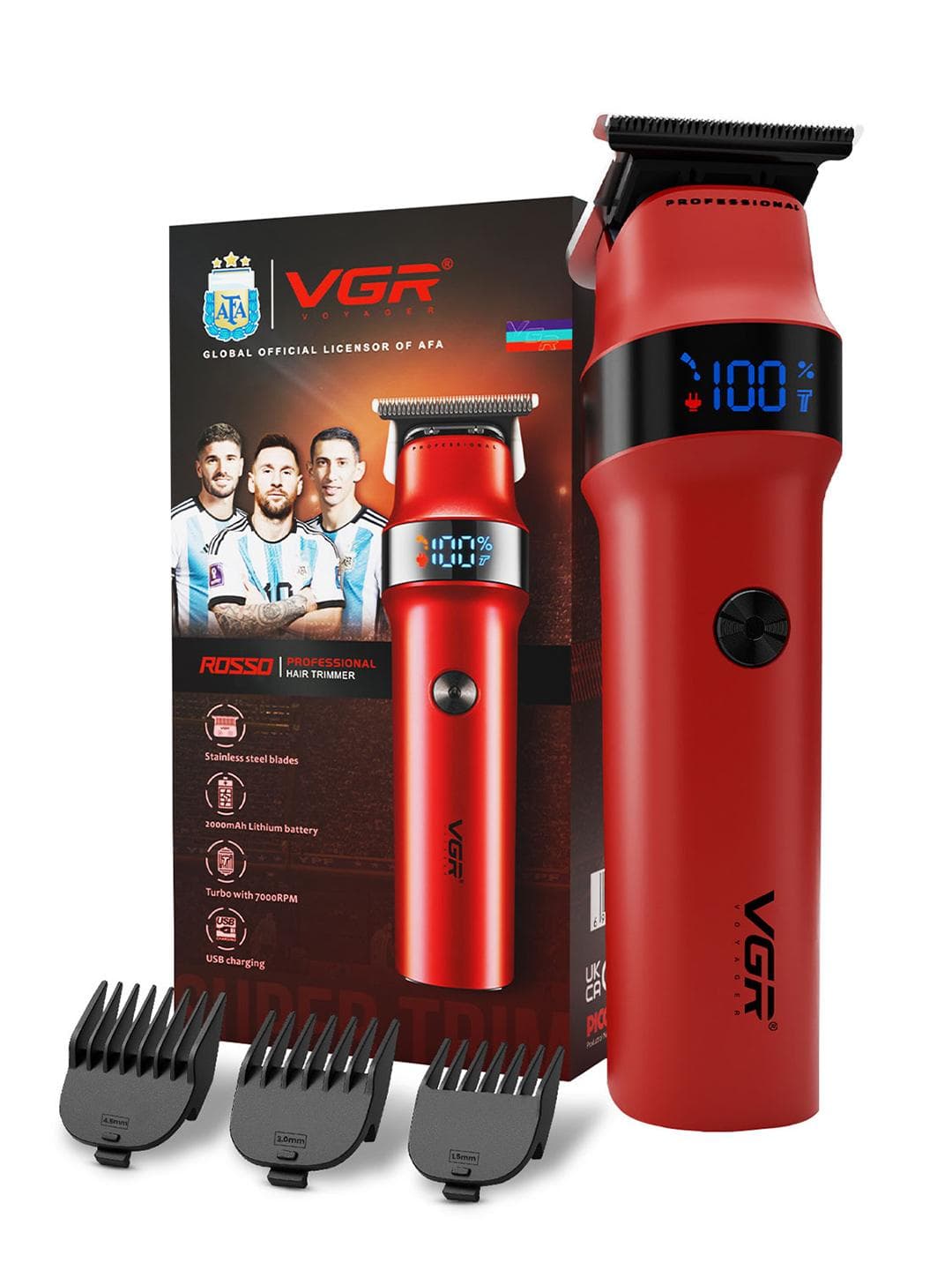 Buy VGR ROSSO Hair & Beard Trimmer With 2000mAh Lithium Battery LED Display & 400 Min Runtime - - Personal Care for Men