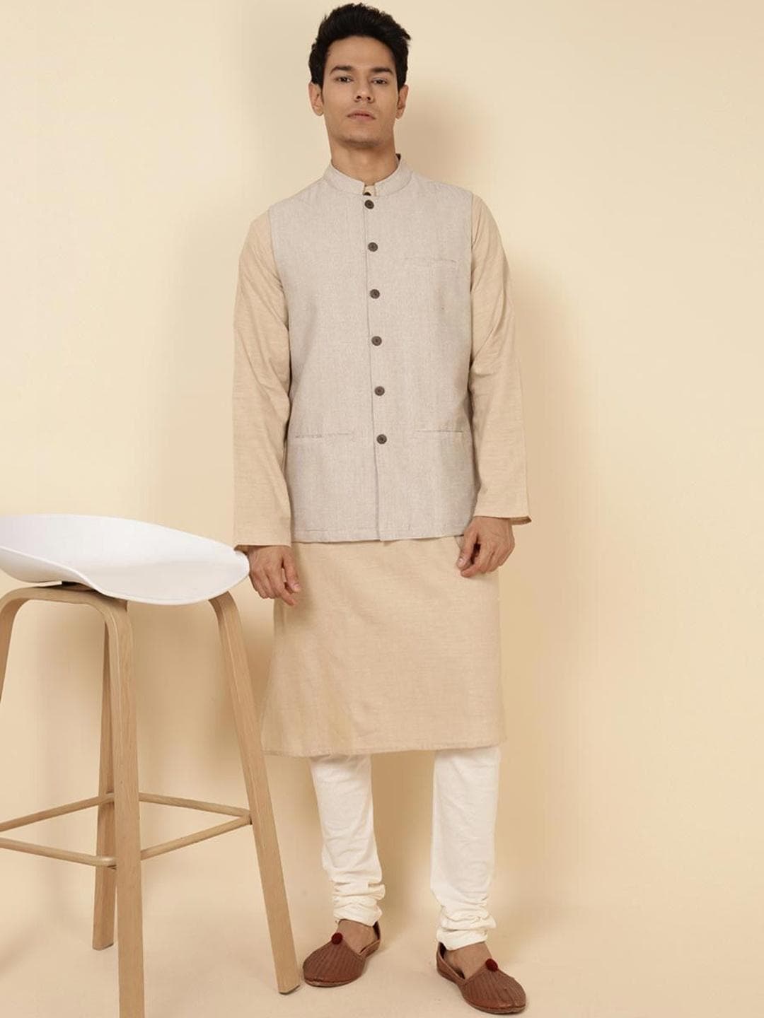 Fabindia Cotton Woven Nehru Jacket