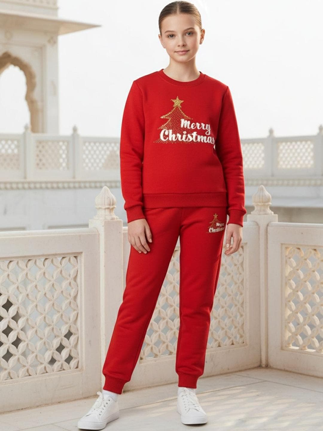 Cutiekins Girls Merry Christmas Printed Tracksuit