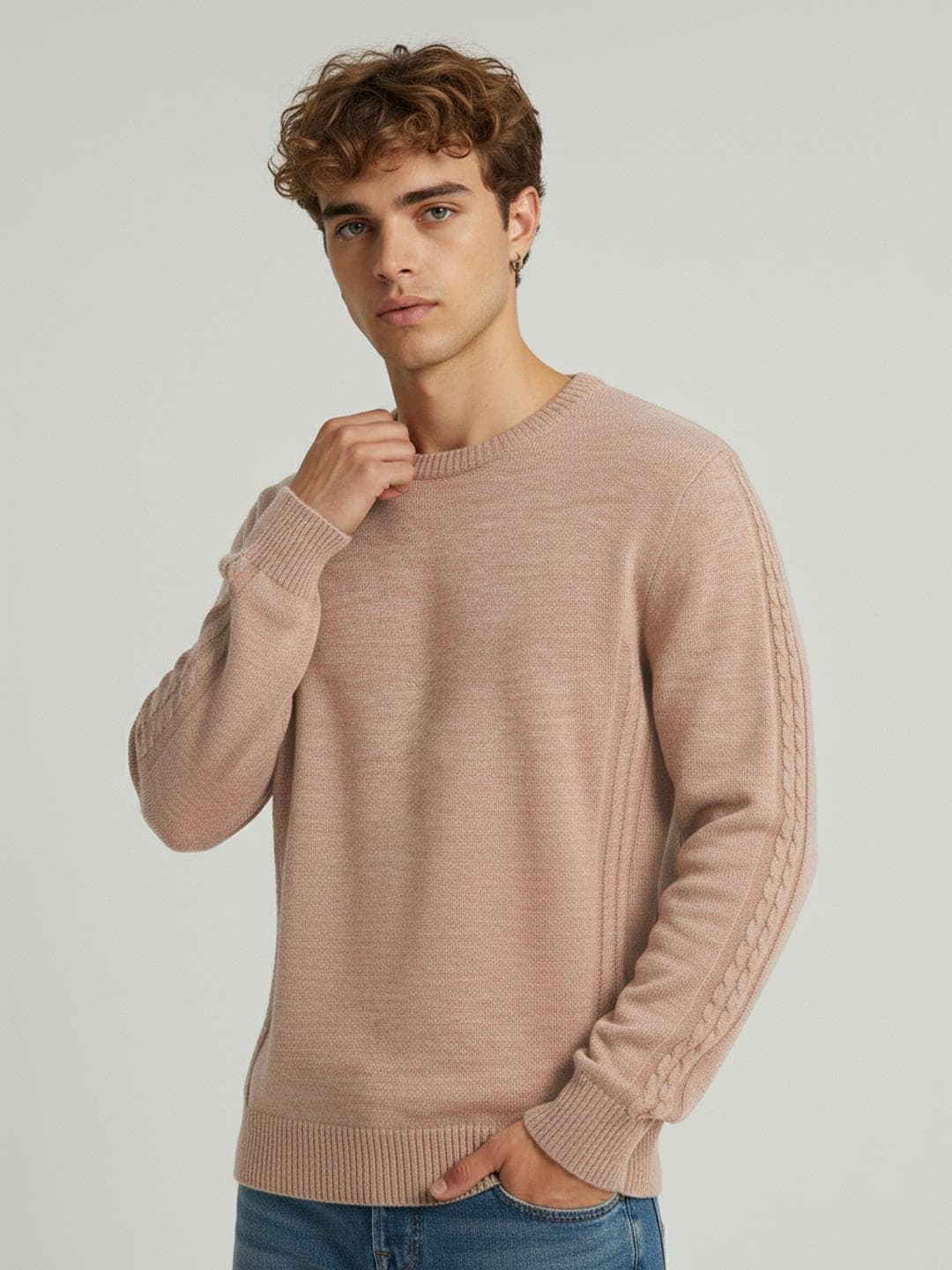 glitchez Cable Knit Detail Relaxed Fit Sweaters