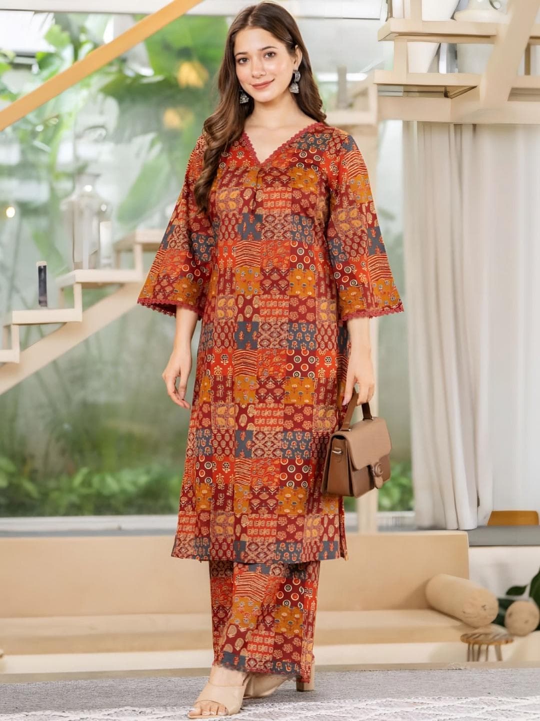 Tabeedah Women Ethnic Motifs Printed Regular Kurta with Trousers