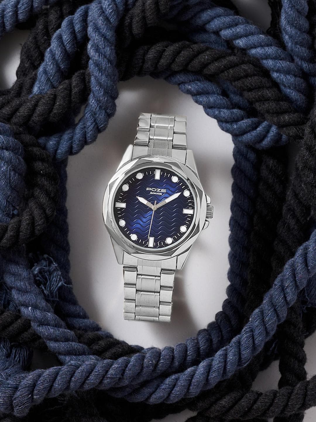 Sonata Poze 7 Analog Blue Dial Watch For Men - SP70088SM01W
