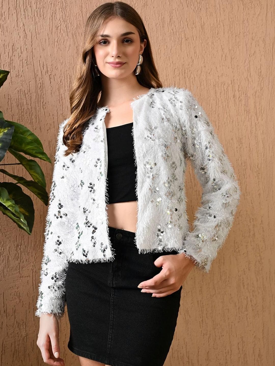 Burgstudio9 Embellished Woolen Party Crop Shrug